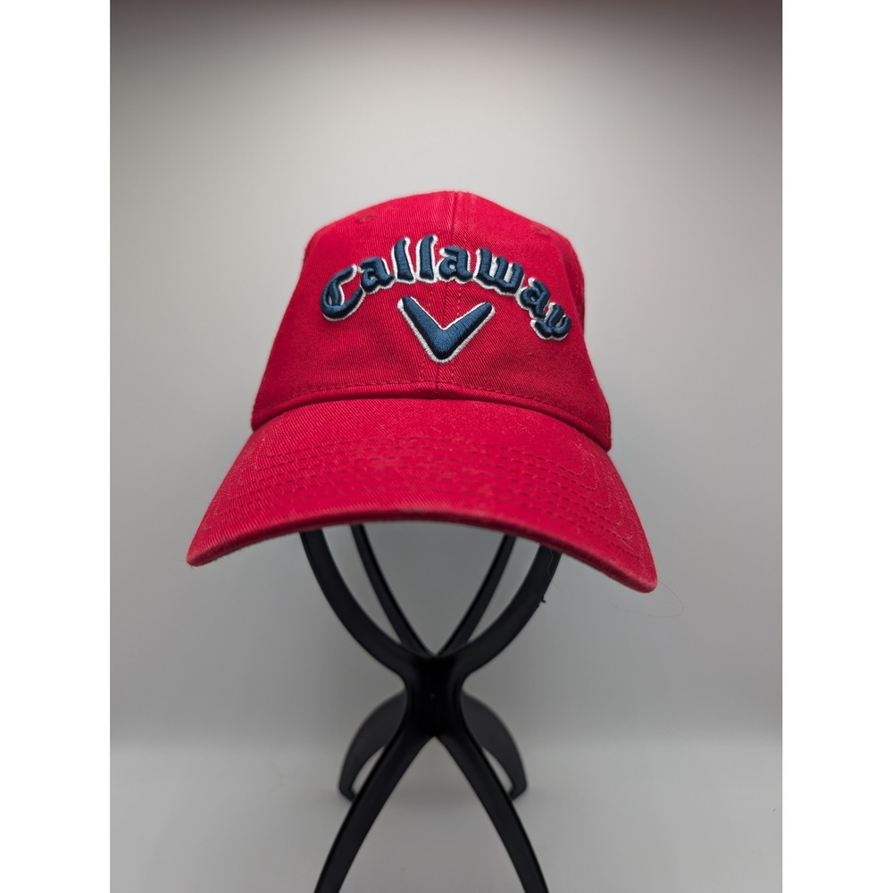 Callaway Golf Hat Mens Red Adjustable Cotton Twill Embroidered Logo Baseball Cap